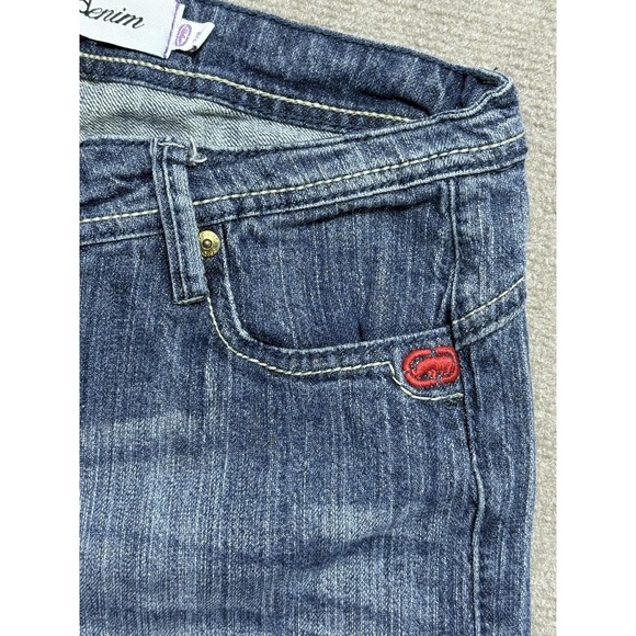 Ecko Red Denim Jeans Womens 7 Distressed Blue Straight Leg Embroidered Pockets - Picture 6 of 16